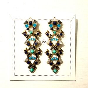 Stella & Dot Stone Tile Statement Earrings